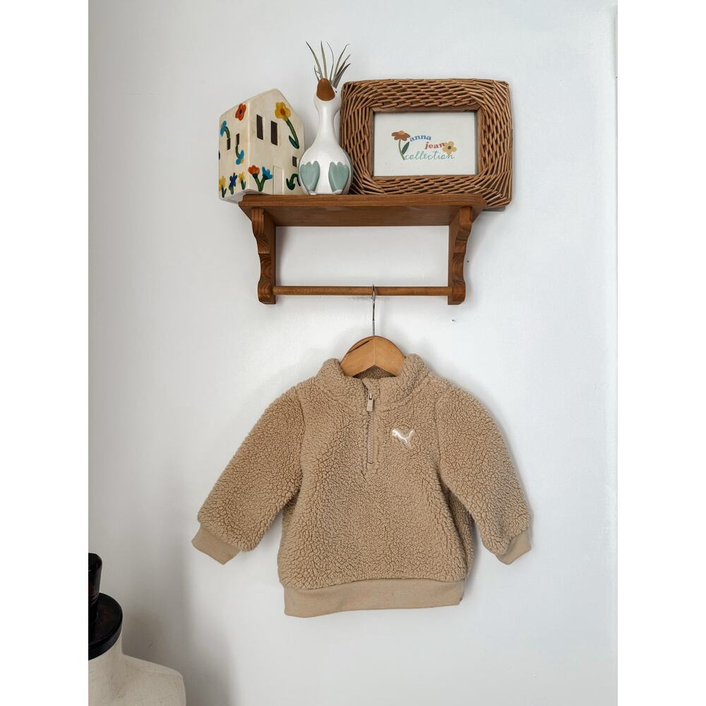 Puma tan sherpa quarter zip pullover - 3/6m